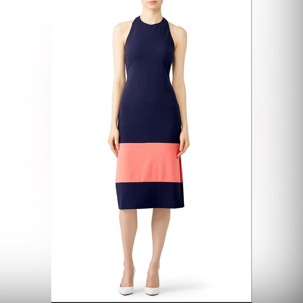 Navy and Pink Hutch Midi Dress Size Medium Sleeveless Boatneck